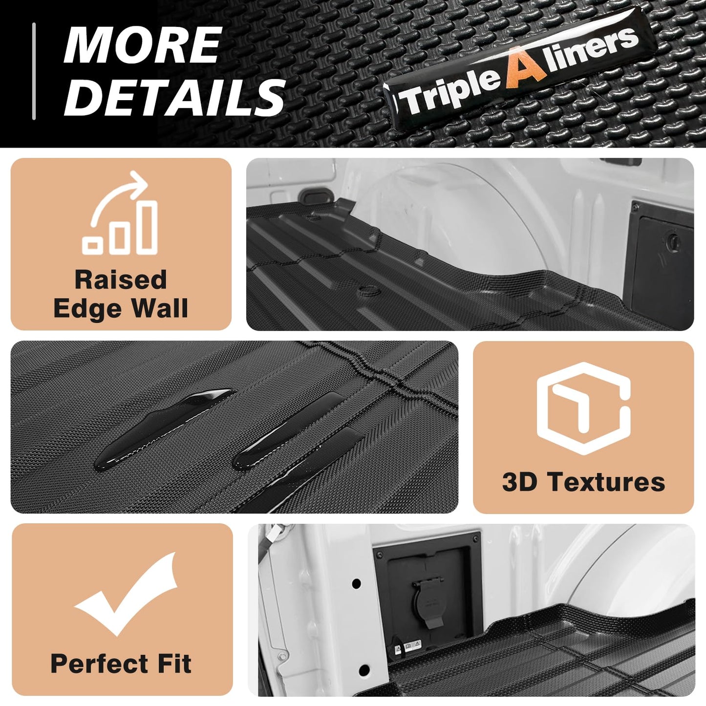 TripleAliners Truck Mat Compatible with 2024-2026 Ford F150 & Lightning 5.5FT Accessories, Truck Bed Mat Heavy Duty Custom Fit All Weather Protection TPE Pickup Liner