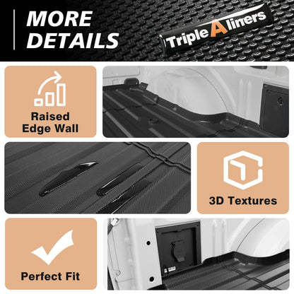 TripleAliners Truck Mat Compatible with 2024-2026 Ford F150 & Lightning 5.5FT Accessories, Truck Bed Mat Heavy Duty Custom Fit All Weather Protection TPE Pickup Liner