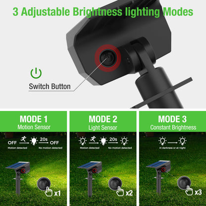 nipify Solar Spot Lights Outdoor Motion Sensor with 3 Modes, [ 12 Pack/56 LED ] Solar Spotlights Outdoor Waterproof 2-in-1 Auto On/Off Landscape Lighting for Outside Yard Wall Garden Path,Cool White