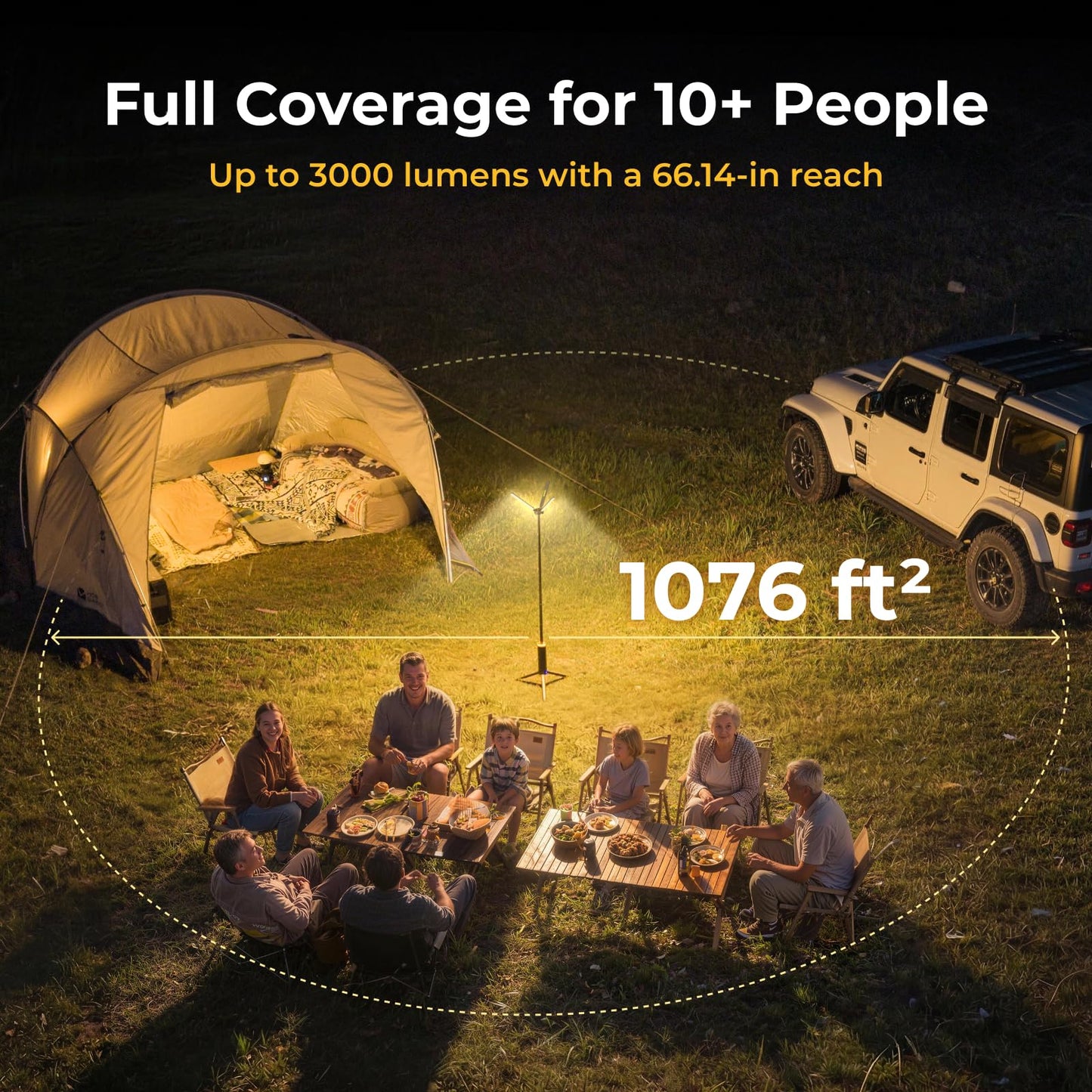 BougeRV Telescopic Camping Light, 15600mAh Rechargeable Lantern, Portable Camping Light, 1000x3 Lumens Rotatable Camping Light for Tent, Emergency, Outdoor, IPX5 Water Resistant(2026 New)