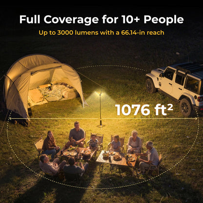 BougeRV Telescopic Camping Light, 15600mAh Rechargeable Lantern, Portable Camping Light, 1000x3 Lumens Rotatable Camping Light for Tent, Emergency, Outdoor, IPX5 Water Resistant(2026 New)