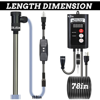 JHAOHEATE Portable Titanium Immersion Bathtub & Pool Water Heater 2000W 120V Electric Submersible Water Heater with Thermosta & GFCI Leakage Protection for Hot Tub, Spa, Baptistry, Inflatable Pool