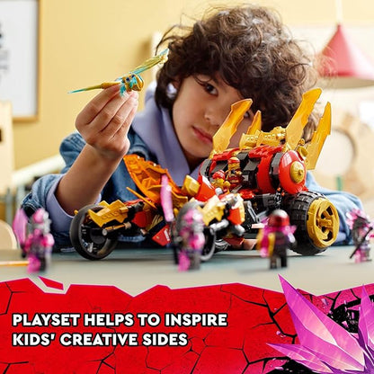 LEGO NINJAGO Kai’s Golden Dragon Raider Multi-Terrain Car Toy 71773 with Kai and Zane Minifigures Building Set for Kids Ages 8 Plus