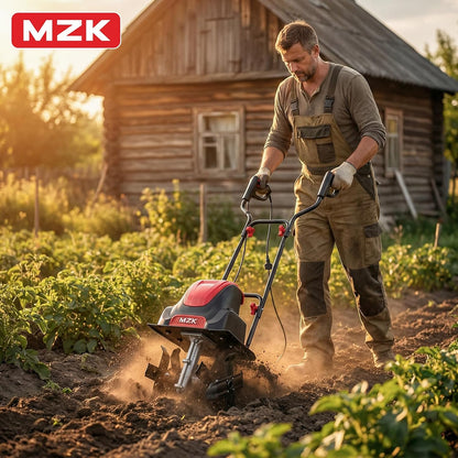 MZK 12-Inch Electric Tiller - 10.5 Amp Lightweight Cultivator for Easy Gardening | 8-Inch Tilling Depth