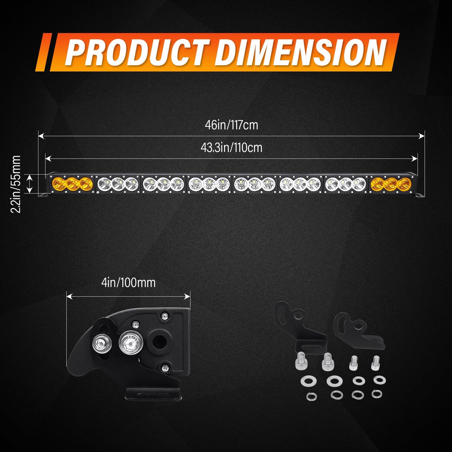 SKYWORLD 44inch Amber&White Fog Light 240W Led Bar 4x4 with 12v Wiring Harness Kit, Led Light Bar for Offroad Vehicles Car Trucks ATV UTV SUV