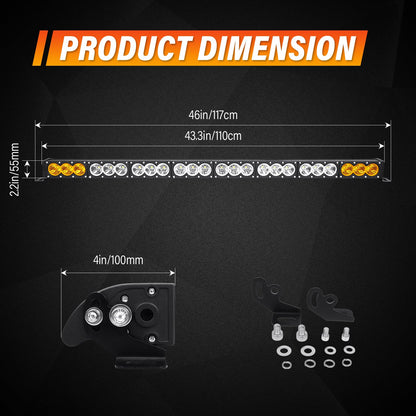 SKYWORLD 44inch Amber&White Fog Light 240W Led Bar 4x4 with 12v Wiring Harness Kit, Led Light Bar for Offroad Vehicles Car Trucks ATV UTV SUV