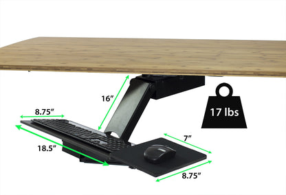 Uncaged Ergonomics KT2-b Under-Desk Adjustable Height & Angle Sit to Stand Up Keyboard Tray with negative tilt Best standing desk computer keyboard holder drawer