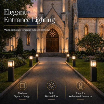 Outdoor Landscape Path Light Modern Black Waterproof Bollard Light Outside Housing Pathway Light Aluminum Walkway Lighting Hardwired E26 Sideway Post Pole Lighting Patio Porch Exterior Lawn Floor Lamp