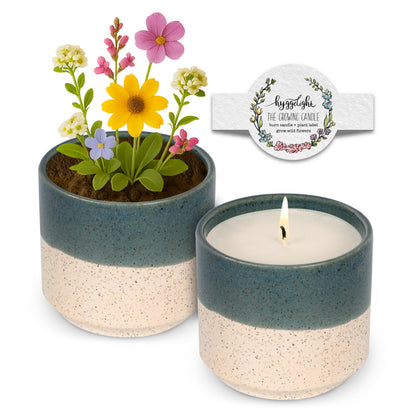 The Growing Candle, from Flame to Flower, Lemongrass Scented, Non-Toxic, 100% Soy Wax, Indoor Wildflower Garden, Aromatherapy Gift for Women, 8.5oz, 45-50 Hr Burn Time, Willow