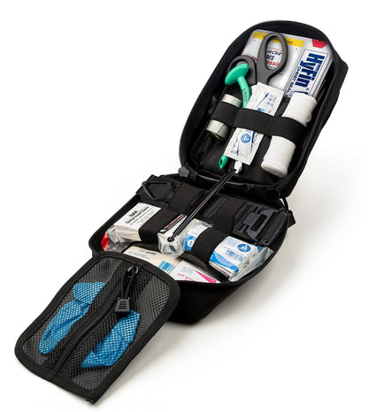 Scherber Premium IFAK Kit Trauma Pack | HSA/FSA Approved | SOF Tourniquet, QuikClot 4x4 HyFin Chest Seal, Israeli Bandage | Fully Stocked MOLLE Pouch for Gunshot, Bleeding, Major Wound Care (Black)