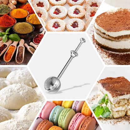 Artoshin Powdered Sugar Flour, Powdered Sugar Shaker Duster Flour Dispenser Shaker with 18/8 Stainless Steel One-handed Operation Shaker Duster for Sugar Flour and Spices
