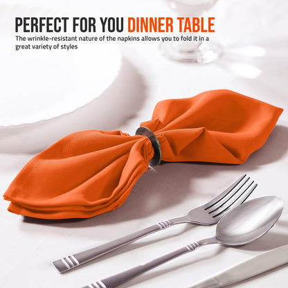 Utopia Home Orange Cloth Napkins (12 Pack, 17x17 Inches), Ideal Dinner Napkins for Halloween, Thanksgiving, Party, Wedding and Lunch/Dinner