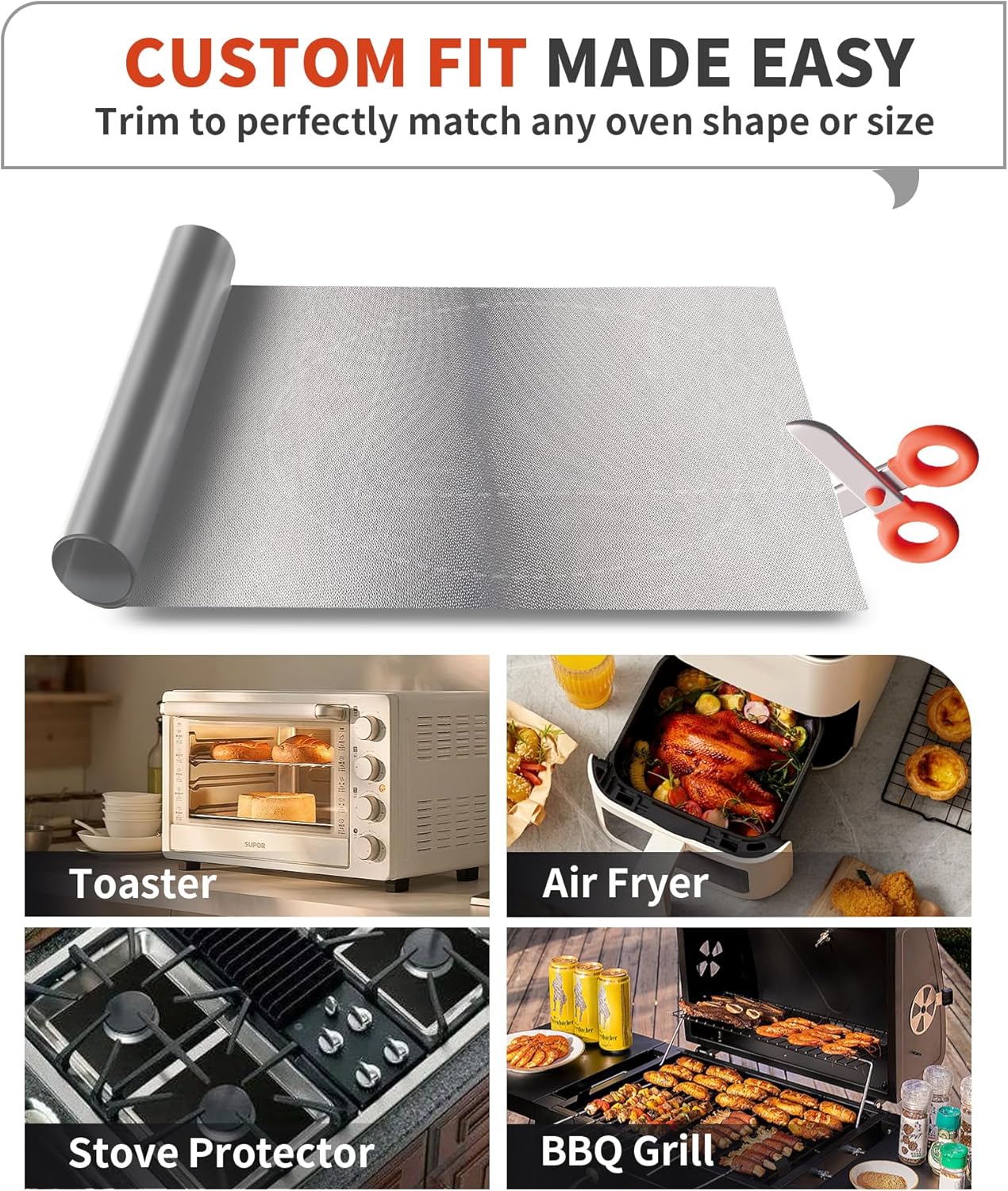 Skiennix Oven Liners - Heavy Duty 2 Pack Reusable Mats for Electric & Gas Ovens | 17"x25", BPA & PFOA Free