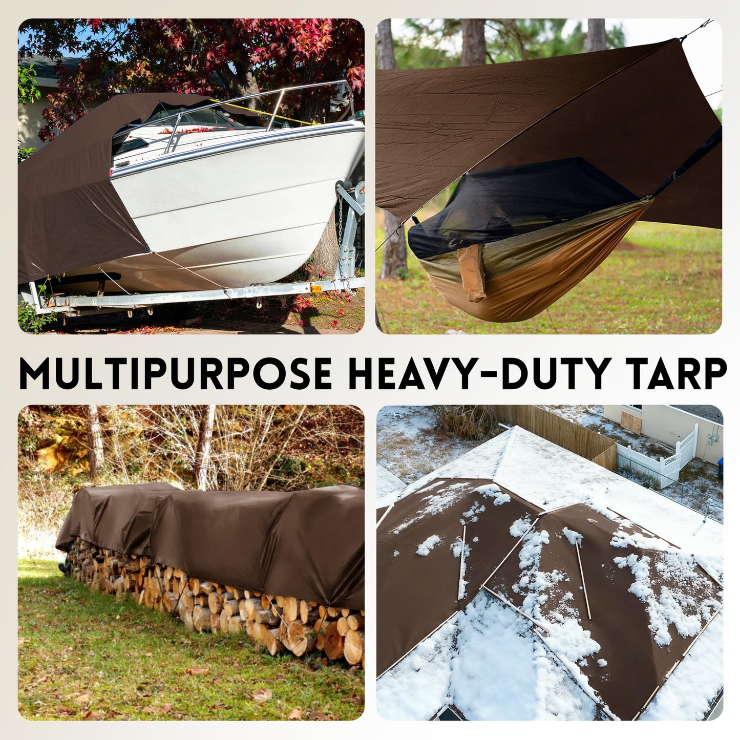 Tarp 20x30FT, 18 Mil Heavy Duty Large Tarps, Waterproof Tarp with Brass Grommets and Reinforced Edges, UV Resistant, Tear&Fade Resistant Poly Tarp for Outdoor Camping Pool Car Tent