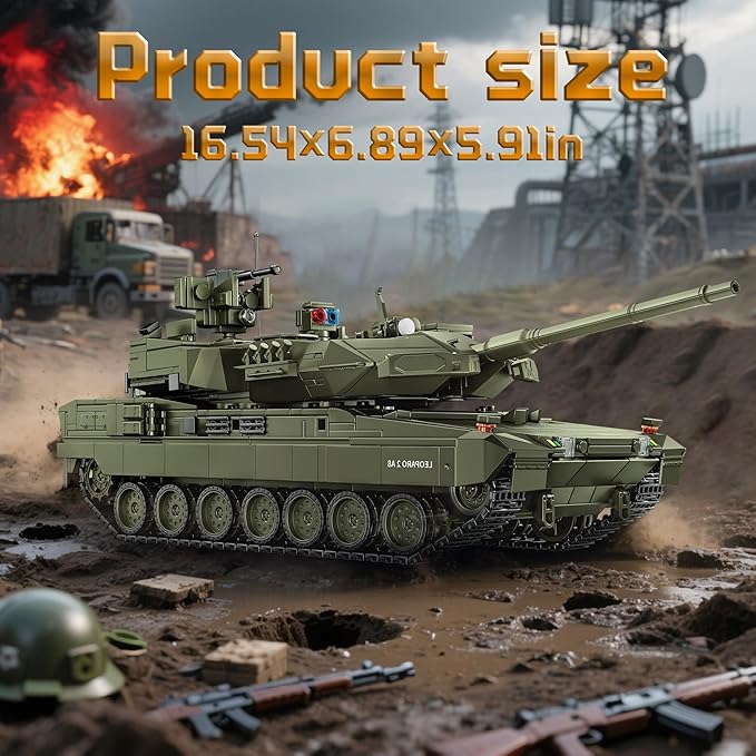 Leopard 2 A8 Army Tank Building Sets Military Vehicles Model Kits Collectible for Boys Adults - 2306Pcs