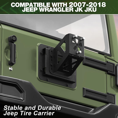 Jeep Wrangler Spare Tire Mount for JK & JKU 2007 - 2018 (2/4 Doors), Carbon Steel Tire Carrier Holds up to 37” Tires, Anti-Rust Dual Coating