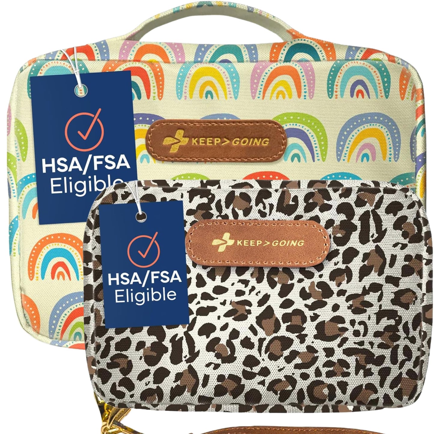 Keep Going Travel First Aid Kit Bundle of 2 Kits, First Aid Kit for Car, Home, Dorm, & Boat with Latex-Free Bandages – Travel Kit Bundle for Families