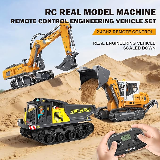 Adult Metal Mini Remote Control Loader Featuring a Lever-Driven RC Digging System Comes with Two Batteries and a Carrying case Making it an for Model Enthusiasts and Children