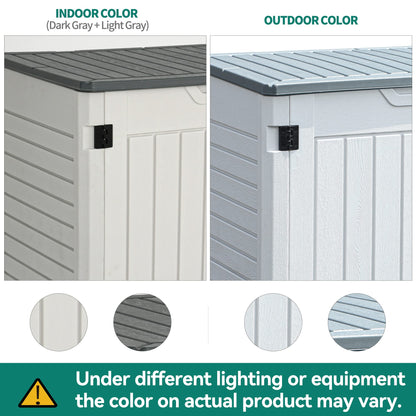 YITAHOME Outdoor Horizontal Storage Sheds w/o Shelf, 35 Cu Ft Lockable Resin Waterproof Shed, Ideal for Garden Tools, Easy to Assemble, Light Gray