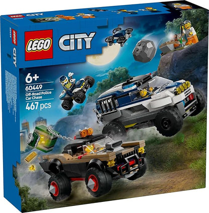 Lego tbd-60449 New title: LEGO City Off-Road Police Chase Action Set – Police SUV Crook Pickup Quad Bike &amp Drone | Kids Construction Toy - 60449