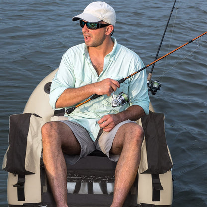 Xproutdoor Fishing Float Tube with Adjustable Backpack Straps, Storage Pockets, Fish Ruler, Fly Fishing Boat with Pump, Oar, Rod Holder and Mount, Fins, 350LBS Load Bearing Capacity, FT003,Khaki