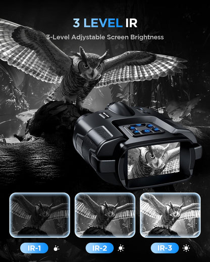Diyimin 4K Night Vision Binoculars–8X Zoom/2000FT IR/5000mAh, 3'' HD Screen Night Vision Goggles for Adults mit 64GB TF Card, IP65 Waterproof & Tactical Light for Hunting,Camping & Security