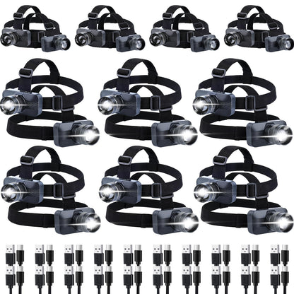 KunHe 20 Pack Rechargeable LED Headlamp with 1800mAh Battery 333 Lumens Aluminum Alloy with Zoomable150M Beam IP65 Waterproof 3 Modes for Construction Crews Warehouse Maintenance & Emergency