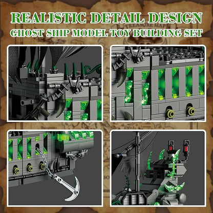 1573 Pcs Pirate Ship Building Set with LED LightSTEM Ghost Ship Flying Dutchman Building ToyModel Boat Mini Brick Kit Home Office DecorHalloween Easter Gift for Adults Boys Kids Ages 14+
