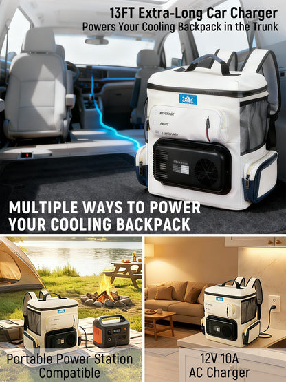 Portable Electric Cooler Bag 16Qt, 32°F Cooling & 140°F Warming, 12V Car Plug in Refrigerator Cooler with 110V AC Adapter for Camping, Travel & Road Trips