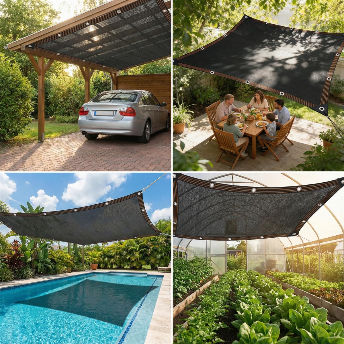 JKNVDVLC 20 x 20 FT Shade Cloth -for Garden Plants, 90% Sunblock Shade Neting -for Outdoor Garden Bed Neting Mesh Pergola Patio Lawn Sun Cloth - for Dog Kennel Cover Chicken Coop