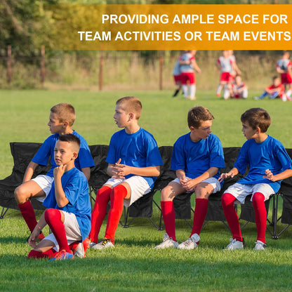Wonderjune Folding Soccer Bench Portable Sports Team Bench with Pockets and Carrying Bag for Sports Team Outdoor Camp Travel Soccer Practice(Black,9 Seat)