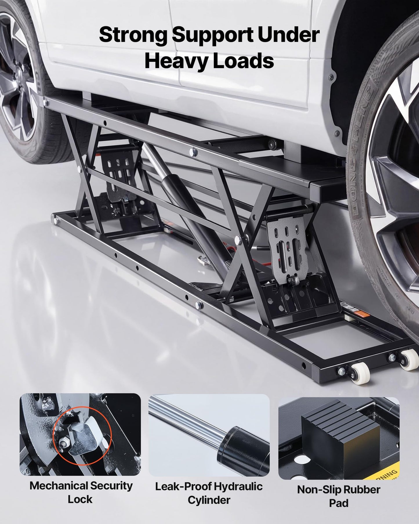 VEVOR Portable Car Lift, 7000 lbs Capacity, Heavy Duty Steel Truck Lift with 26.8" Max Height, Pneumatic Pump, Wheels, 4 Rubber Pads & 4 Lifting Columns for Cars, SUVs, Trucks, Home Garage or Shop Use