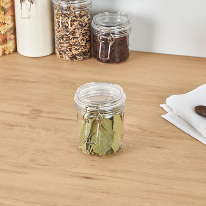 Restaurantware Food Container 20 Count 17 oz Plastic Airtight HInged Lid Jar Storage Canister Clear Wide Mouth