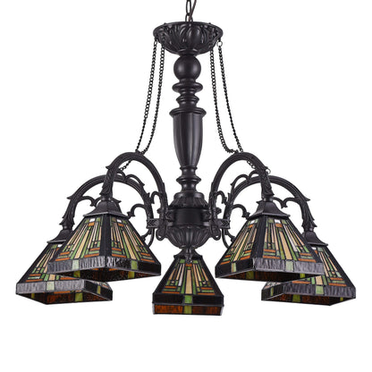 Chloe Lighting Innes Tiffany-Style Chandelier, 5 Light, 27in Wide, Stained Glass, Model CH33359MR27-DC5