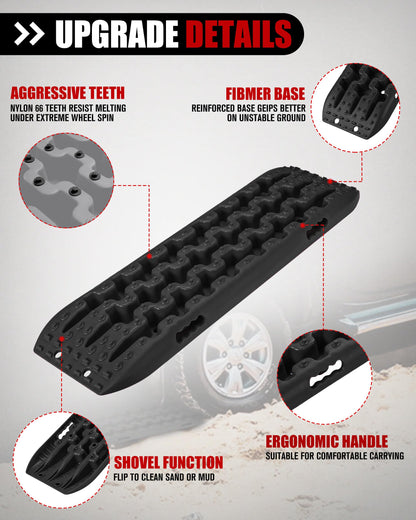 FieryRed Traction Boards Offroad, Recovery Boards with 2 Leashes and Carry Bag, Recovery Traction Board Mounting Kit