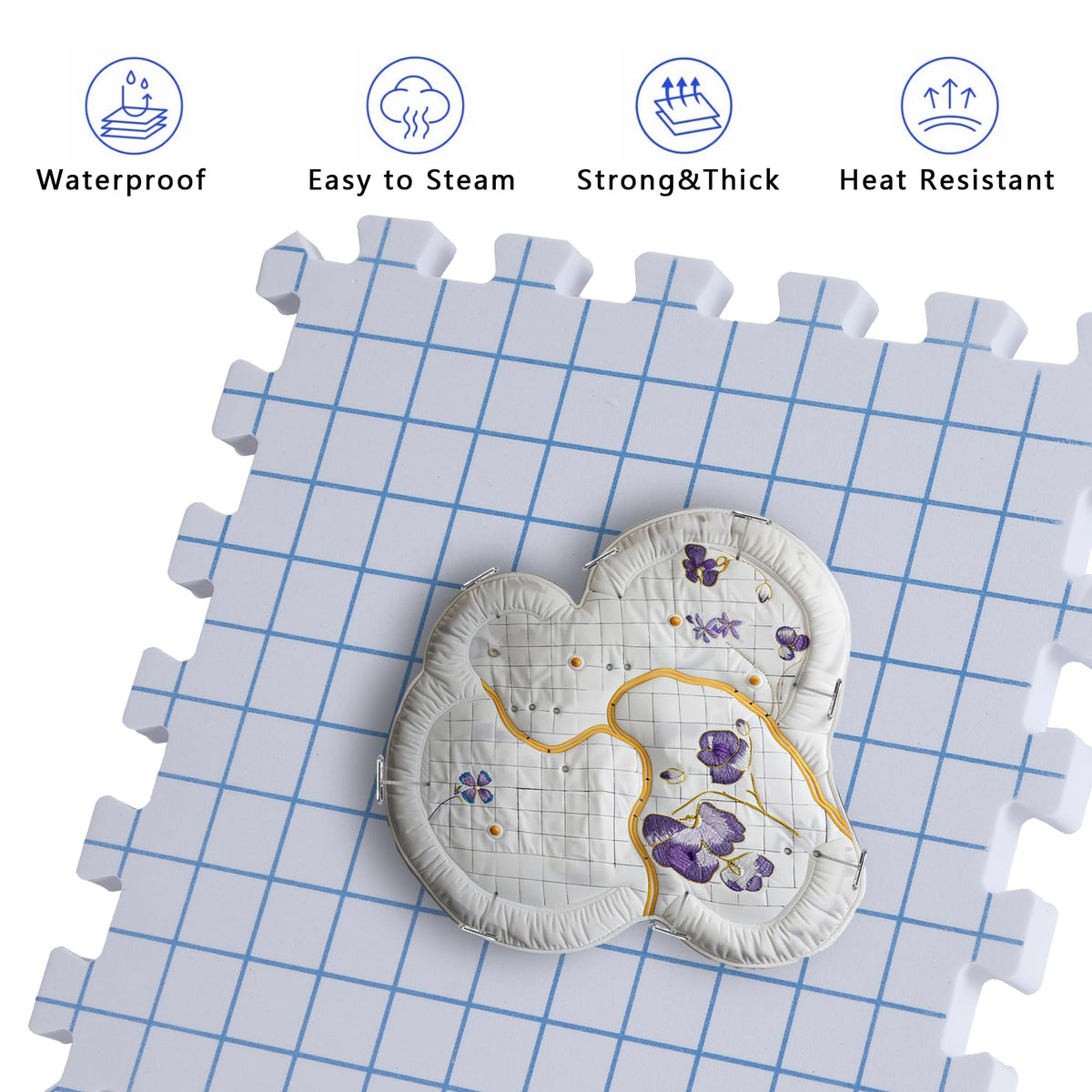 9 Pack Blocking Mats for Knitting & Crochet Project, Extra Thick Knitting Blocking Mat with Grid Lines，Knitting Mats with 100 T-Pins and Storage Bag