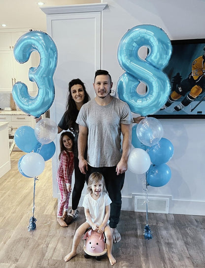 Pearlescent Blue Number 28 Balloon 40 inch, 28 Number Balloons, 28th Birthday Decorations, 28 Year Old Women Men Pearlescent Blue Party Supplies