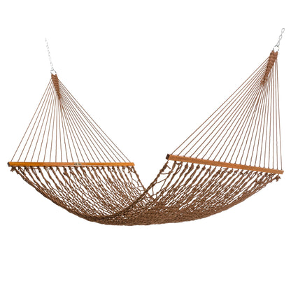 Original Pawleys Island Large Antique Brown DuraCord Rope Hammock – 13 ft. x 55 in., 2-Person, 450 lb Capacity, Oak Spreader Bar, Zinc-Plated Hardware, Handcrafted in the USA