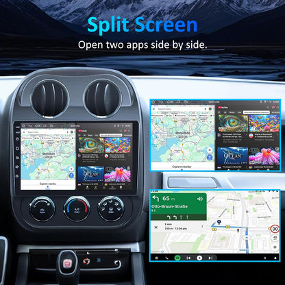 4G+64G Car Radio for Jeep Patriot Compass 2010-2016: 10'' Touchscreen Android 15 Car Stereo for Jeep Patriot Radio Replacement, Wireless CarPlay Android Auto,Bluetooth/WiFi/GPS/FM SWC/Backup Camera