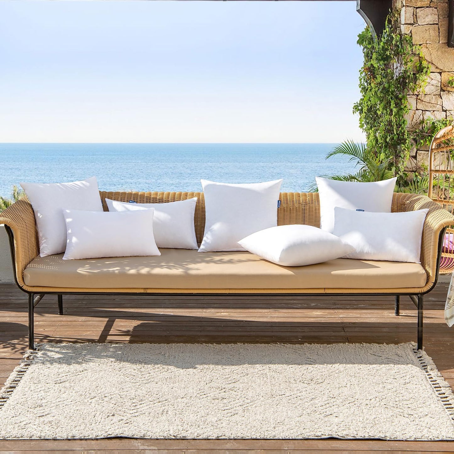 MIULEE Outdoor Pillow Inserts - Water-Resistant Decorative Throw Pillows | Pack of 2, 12x12 Inches