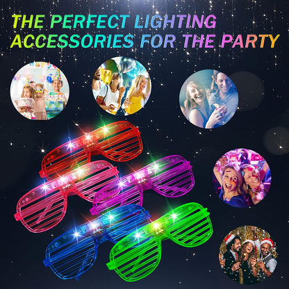 SHQDD LED Glasses - 64 Pack Light-Up Neon Sunglasses in 5 Colors | Glow in the Dark Party Accessories