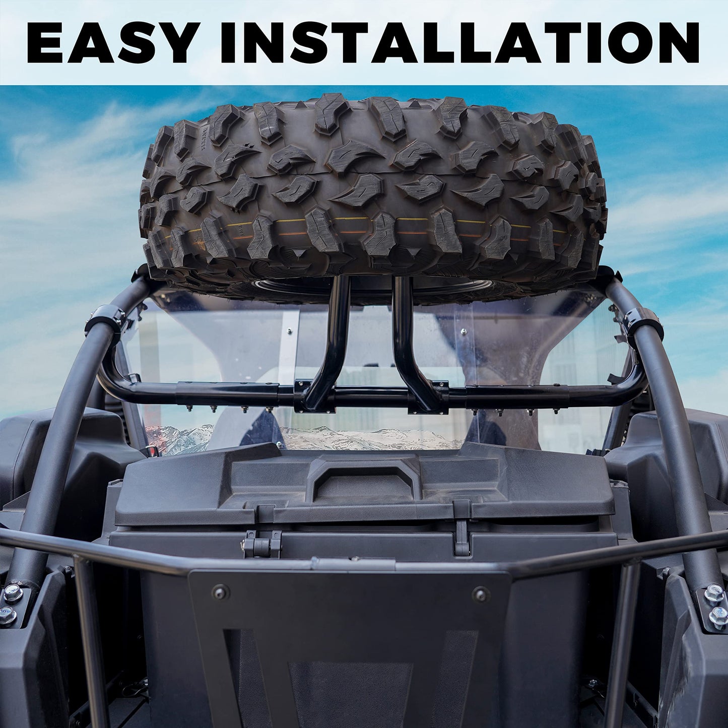 SAUTVS Spare Tire Carrier Holder for Teryx KRX 1000, Fits Up to 37" Tire Steel Powder Coated Heavy Duty Spare Tire Mount Holder for Kawasaki Teryx KRX 1000 2020-2026 Accessories
