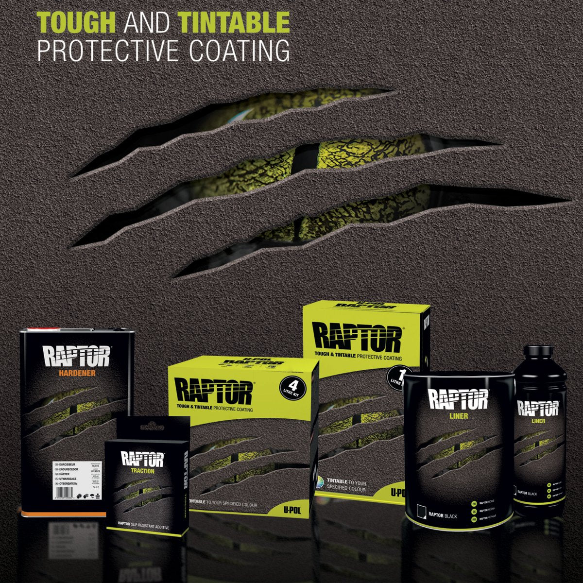 CUSTOM SHOP U-Pol Raptor Black Urethane Spray-On Truck Bed Liner 8 Quart Kit and Custom Coat Spray Gun with Regulator