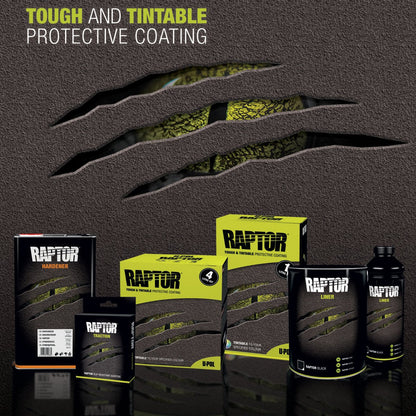 CUSTOM SHOP U-Pol Raptor Black Urethane Spray-On Truck Bed Liner 8 Quart Kit and Custom Coat Spray Gun with Regulator