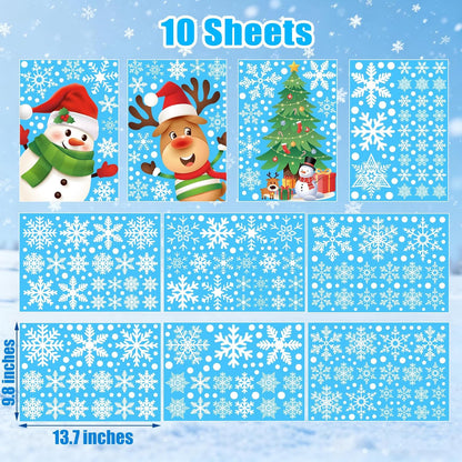 Skiennix Christmas Window Clings - 449PCS White Snowflakes Decals for Winter & New Year Decor | 10 Sheets