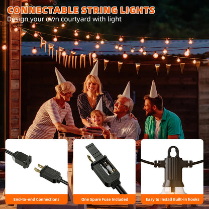 Kawaya 300FT Outdoor String Lights - LED Waterproof Patio Light for Outside with 146+4 G40 Globe Blubs - Shatterproof Hanging Lights for Porch Bistro Backyard Gazebo Balcony Cafe