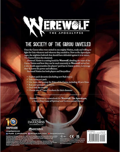 Renegade Game Studios Werewolf: The Apocalypse 5th Edition Shattered Nation Sourcebook Hardcover RPG Book