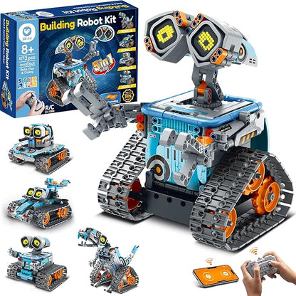 Sillbird Robot Building Kit with Remote Control STEM Gifts for Kids Age 8-12 Coding Robotics Technic Toy Set for Boys' Birthday Buildable 5-in-1 Models with 473 Pieces