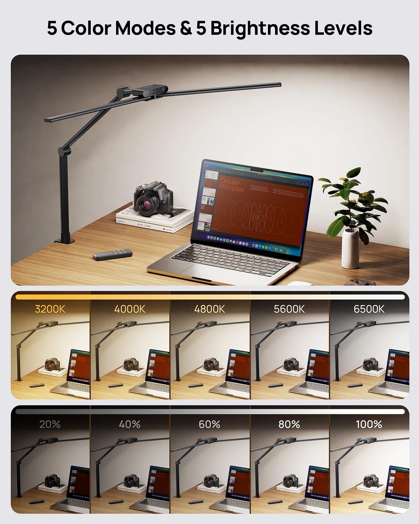 TROND LED Neck Reading Light LED Clamp Desk Lamp with Remote
