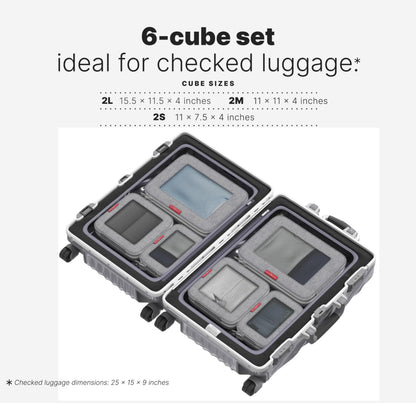 LeanTravel Compression Packing Cubes for Travel Organizers with Double Zipper (12-Pack Grey-Black)